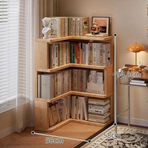 xpkQ Corner Wooden Bookcases Simple Floor-standing Bookcases Large Multi-layer L-shaped Book Shelf Modern Living Room Furniture 2Z6B7