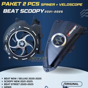 2 PCS Paket Spiner dan Tutup Filter Udara Corong Veloscope BEAT DELUXE SCOOPY NEW PRESTIGE GENIO