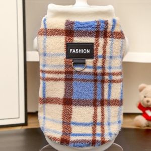 BLACKON Soft Fleece Color-blocked Plaid Pet Fleece Vest Breathable Warm Puppy Vest Jacket Pet Supplies Retro Dog Thickened Coat Autumn Winter