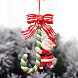 3PCS Christmas Santa Claus Pendant Snowman Candy Cane Xmas Tree Ornament for Christmas Party Home Decoration