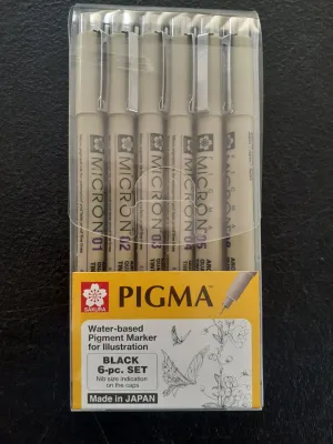 Sakura Pigma Micron Black 6s