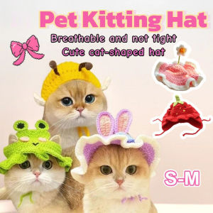 Pet Cat Breathable Cute Hat Headgear Knitting Frog Flower Dog Hat Funny Cat Festival Dress Up Hat