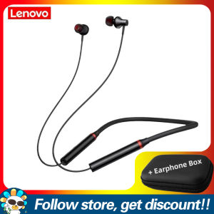 Lenovo HE05X Wireless Earbuds Add Faaeal PU Square Storage Box Bluetooth 5.0 Neckband Earphone IPX5 Waterproof Sport Headset Comfortable To Wear Magnetic Neck Strap Earbuds With Microphone HIFI Sound Magnetic Earplugs For Smartphones MP3 MP4 Players