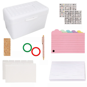 Portable Notepads Note Paper and Colored Note Card Set Includes Binder Divider Binder Rings Pen Sticker and Stoarge Case