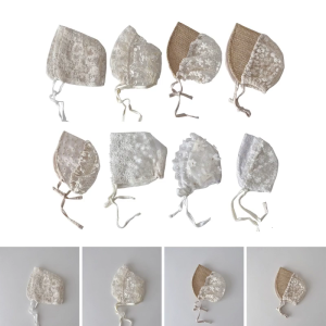 Girls Lace Bonnet Hat Newborn Princess Sun Hat Breathable Embroidery Flower Mesh Hat Sun Protective Headwear for Babies