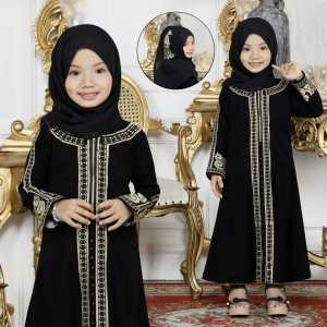 YM deFashion Gamis Anak Abaya Turkey Jetblack Innaya Kids / Pakaian Muslim Anak / Dress Muslimah anak / Dress Maxi kids / Gamis Modern Anak / Gamis Syari Anak