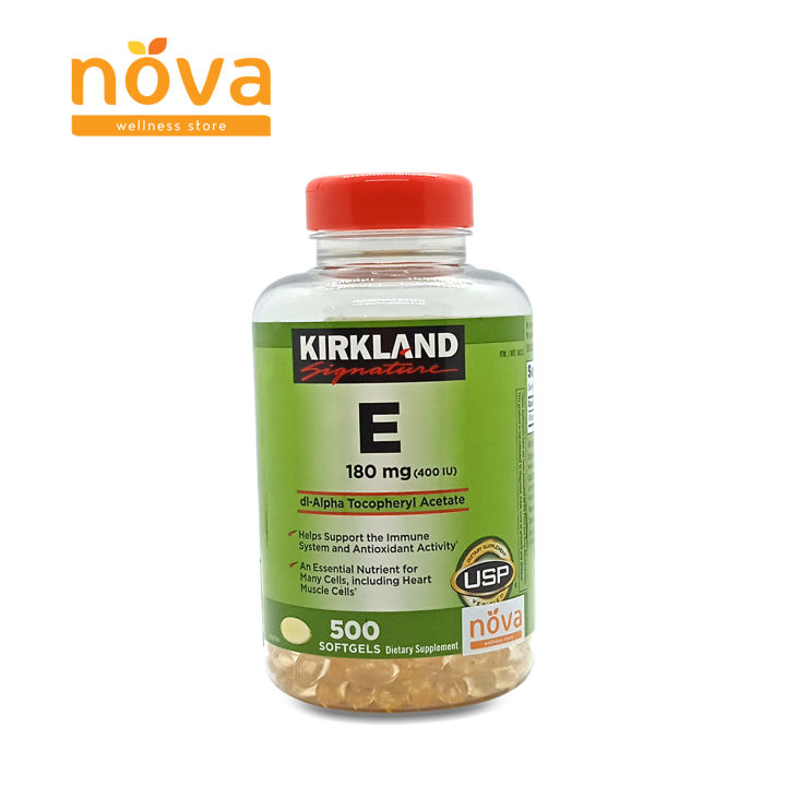 Kirkland Signature Vitamin E 180 mg (400 IU) dlAlpha Tocopheryl Acetate 500 softgels (bottle