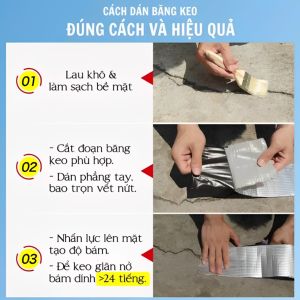 Băng Keo Chống Thấm Nước Siêu Dính Cách Nhiệt – Dán Mái Tôn Tường Ống Nước 10cm x 5m Bền Chắc