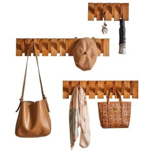 Piano Key Wall Hook Solid Wood Coat Rack No Drill Clothes Key Holder for Entryway Bedroom