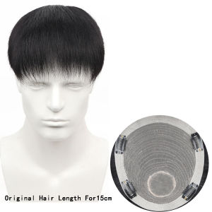 15cm 100% Human Hair Mens Toupee Fashion And Handsome Style Hair Piece Breathable Net Hair Replacement Natural Color