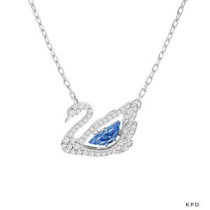 Dây Chuyền Bạc Mạ Vàng Hình Thiên Ngà Swarovski Phong Cách Ý