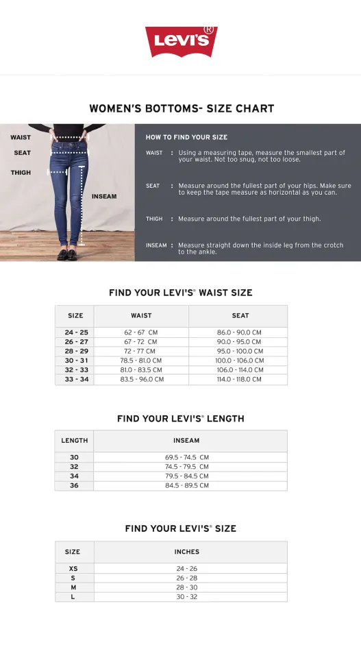Waist Size Levis Ladies Jeans Size Chart Levi's Levi's® Women's