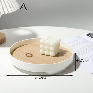 Nampan Baki Nordic Decorative Round Square Wooden Tray Makeup Organizer
