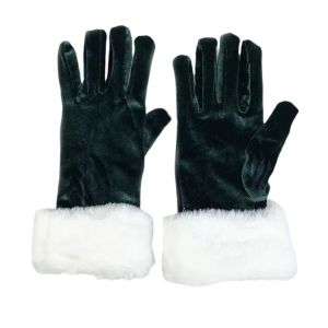 HEALMEYOU Warm Christmas Gloves Red Velvet Thickened Santa Claus Gloves Skin-friendly Comfortable To Wear Full Finger Gloves Winter
