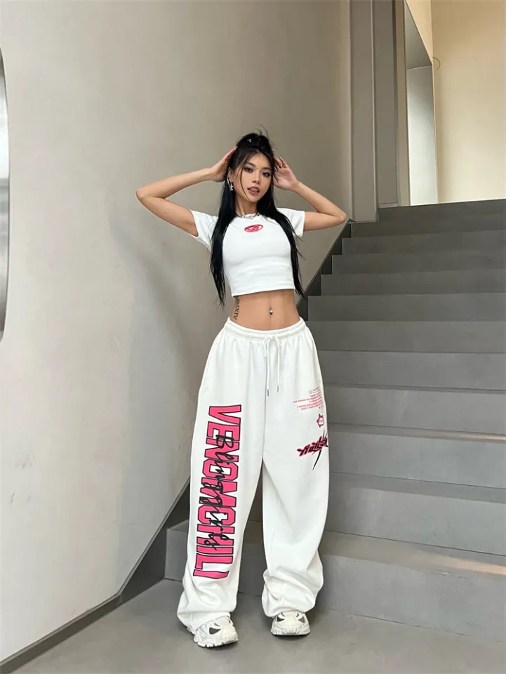 Korean Style High Waist Sweatpants: Gray Loose Joggers For Women