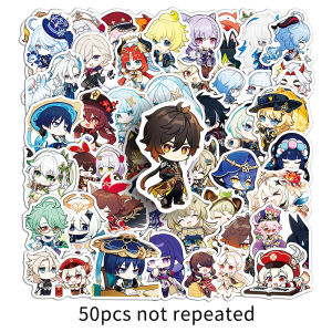 50ชิ้นชุดเกม Q รุ่น Q ของ Genshin Impact ความคิดสร้างสรรค์สติ๊กเกอร์การ์ตูนคู่มือกระเป๋าเดินทางตกแต่ง Diy สติ๊กเกอร์กราฟฟิตีกันน้ำ