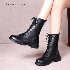 [ส่งเร็วพิเศษ!] รองเท้าบูท รองเท้าหุ้มข้อ รองเท้าหนัง Biker รองเท้าหนังนิ่ม Boot