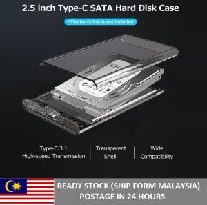 USB 3.1 HDD Enclosure Box for 2.5 inch USB Hard Drive Disk Type-C Transparent Hard Drive Enclosure 2.5 Inch Hard Disk Case Type-C Transparent HDD Enclosure
