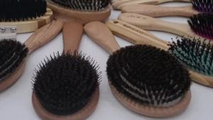 Custom Boar Bristle Hair Brush Women Hair Anti-Static Scalp Massage Comb Wood Hair Brush for Curly Thick Long Hair Detangler