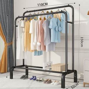 Rak Gantungan Baju Besi Double Stand Hanger Serbaguna Stand Hanger Portable Tempat Pakaian Gantungan 150cm