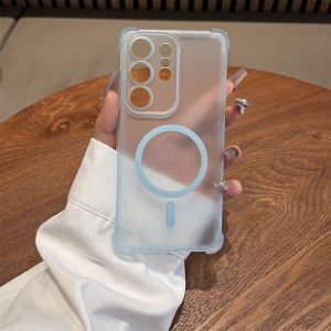Luxury Matte Shockproof For Magsafe Phone Case for Samsung S26 Ultra S25 Plus S24FE S23 S22 Clear Wireless Charge Cover