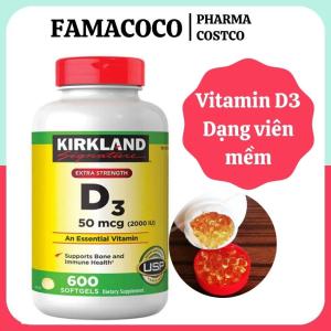 [ Hoàn Tiền 10%] Viên mềm vitamin D3 Kirkland của Mỹ hộp 600 viên Bổ sung vitamin cần thiết cho trẻ em và người lớn Famacoco