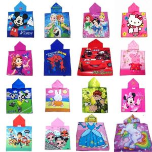 Kid’s Cartoon design Character Cloak Bath Towel hooded towels Robes cotton Boy girl Children Baby Assorted design
