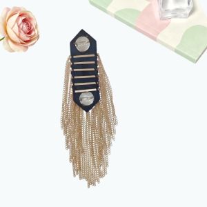 GOXBERK Metallic Fringe Epaulet Brooch Shiny Embroidered Shoulder Tassel Badge Retro Costume Jewelry Handmade Punk Blazer Patch
