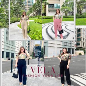 [ส่งไว] ชุด V-JL49 PLUS SIZE JUMPSUIT จั้มสูทสาวอวบ ผ้าทอสไตล์ฝรั่งเศษ (L/XL40-44") สำหรับชุดสาวอวบ, ชุดออกงานหรูๆ, ชุดทำงาน, ชุดทำบุญ, ชุดงานบุญ, ชุดงานบวช, แฟชั่นผู้หญิง2022