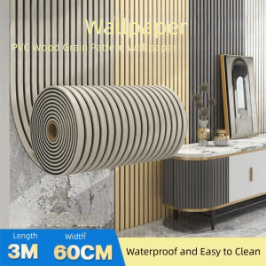 AUTOCARE X ลายไม้เชิงเส้น ฝ้าเพดานโฟม 3 มิติ ติดด้วยตัวเอง 0.6x3ม วอลเปเปอร์บ้าน ใหม่ ลอกและติด วอลล์สติ커