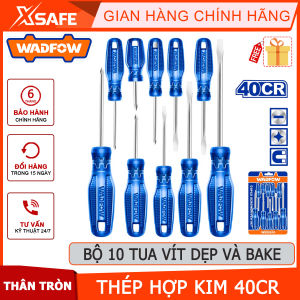 Bộ 10 tua vít dẹp và bake WADFOW WSS2410 chất liệu thép 40CR đầu vít có từ thân tròn vừa taychính hãng