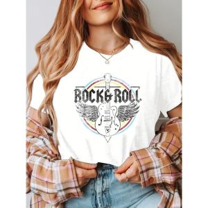 Casual Womens T-shirt - Rock Music Inspired Guitar Print | Fast Delivery within 24 Hours