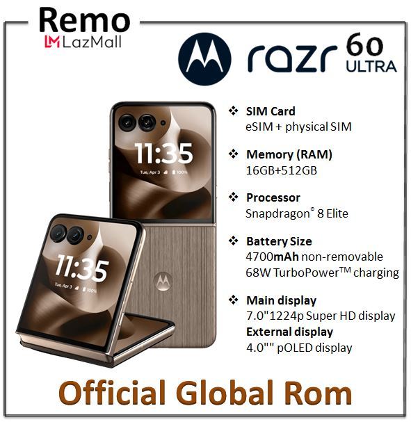 Motorola Razr 60 Ultra 5G 16GB+512GB *** OFFICIAL Global Rom