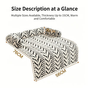 LDECO Herringbone Pet Sofa Cover with Bolsters Thickened Plush Dog Couch Bed Non-Slip Anti-Scratch Machine Washable