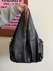 AE Túi tote vintage cao cấp dành cho nữ túi xách da mềm dung tích lớn mới túi đeo vai đa năng túi biker.