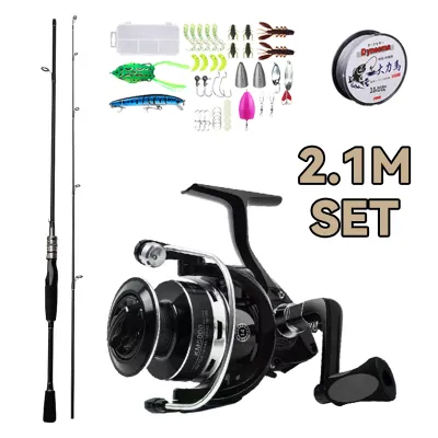 Fishing Rod Set Full Set Spinning Carbon fiber Ultralight1.8m/2.1m ML Power Fishing Line Lure BagHooks Full Set Fishing Tackle