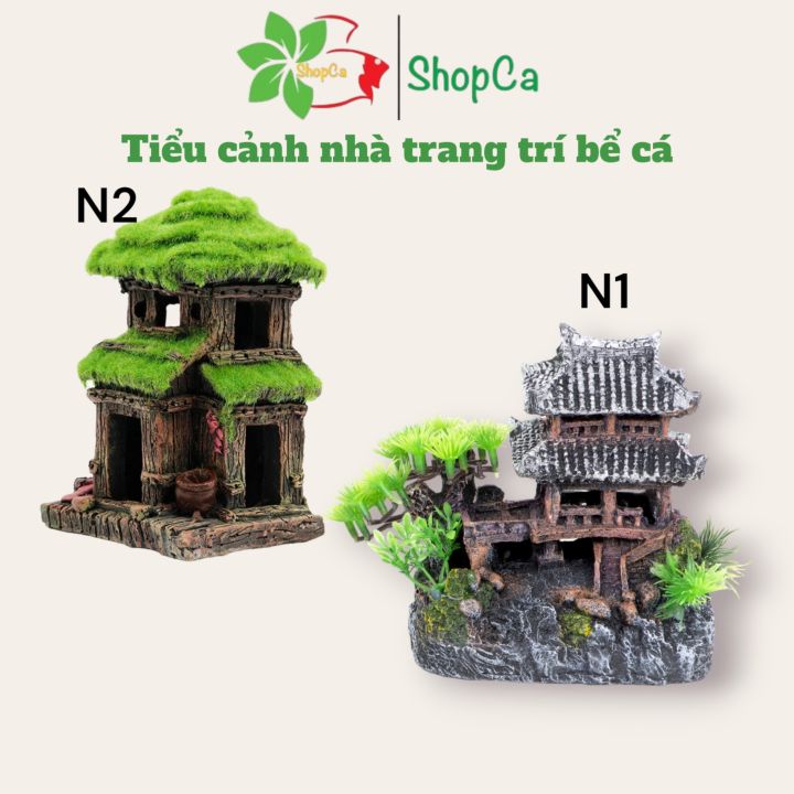Tổng Hợp Tiểu Cảnh Mô hình ngôi nhà bám rêu trang trí bể cá thủy sinh ...