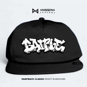 Topi Ropehat Klasik Snapback Warna HItam Motif Grafity - Bahan Drill Premium - Topi Kalcer