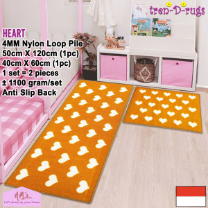 Tren-D-rugs Karpet Keset kaki love alas lantai dapur kamar tidur ruang tamu panjang lorong runner kitchen mat anti slip 1 set isi 2 pcs - 50 cm x 120 cm ( 1 pc ) + 40 cm x 60 cm ( 1 pc ) - NMs