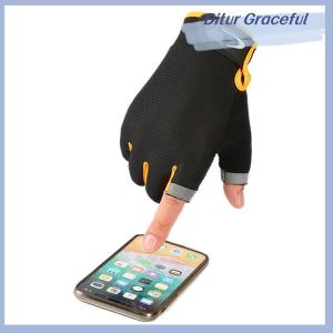 Ditur 1Pair Anti-Slip Breathable Fishing Gloves Two Finger Cut Durable Outdoor Fishing Cycling Gloves Fitness Carp Mitten