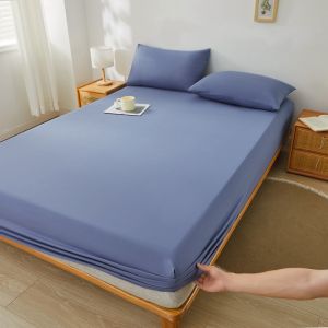 SUNLIGHT HOME Plaid Striped Bedsheet 12 ColorsSolid Color Bed SheetBreathable Mattress Cover