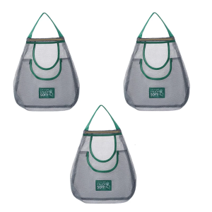 Space Saving Hanging Mesh Organizers With Treatments for Freshing Produce Storage Home Kitchen Use