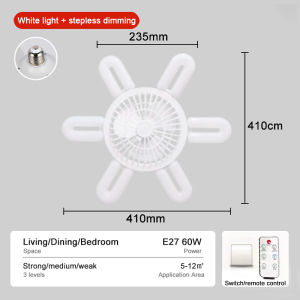 Ceiling Fan Lights Smart Ceiling Fan With LED Light And Remote Control 3 Speed Adjustable 60W E27 Screw Energy-Saving Super Bright Silent Fan for Living Room Bedroom Kitchen