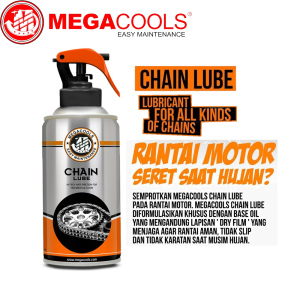 Megacool MEGACOOLS CHAIN LUBE Pelumas Motor Multifungsi Berbagai Macam Rantai Motor 300 ml 100% ASLI
