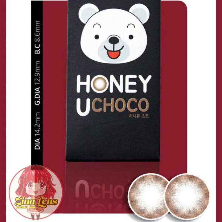 Lens 1 tháng 30 ngày Kính áp tròng Korea Nâu Latte giống màu mắt -  Honey U Choco đường kính 14.2mm