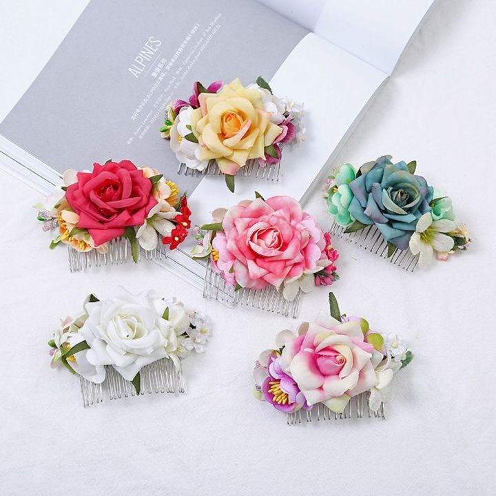 ZEZHU Retro Elegant Pearl Wedding Gift Alloy Silk Flower Hair Comb ...