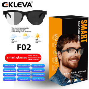 EKLEVA F02 Transparent Lens Bluetooth Audio Glasses | Open-Ear Speakers | Anti-Blue Light | Smart Touch Control | Office & Daily Use