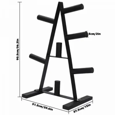 A-Frame Barbell Plate Tree Rack 7 Hanging Bar For 2 inch hole plates
