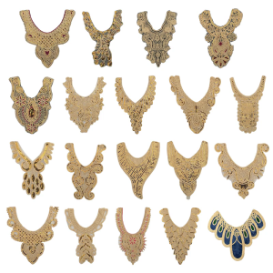 Golden Embroidered Collar Sequined Floral Appliques Trim Decorative Lace Neckline Sewing Patches Clothing Accessories
