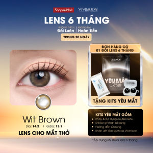 Kính áp tròng VIVIMOON cận nâu rêu tự nhiên cho mắt thở Wit Brown 6 tháng